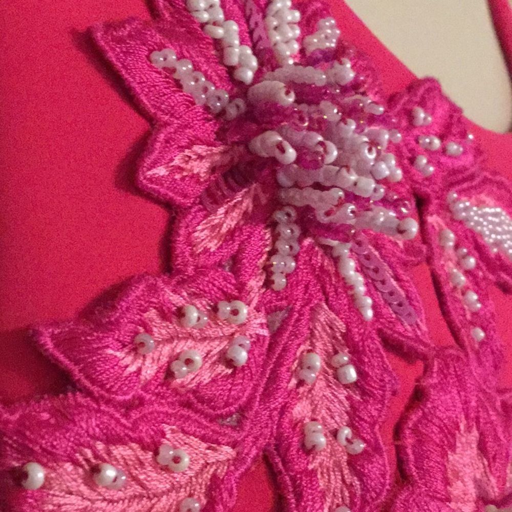 Marchesa Notte Draped Beaded Flower Embroi… - Picture 4 of 9